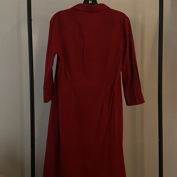 Theory Red Button Front Shirt Dress — Size M, Classic Minimalist Style - Picture 2 of 4